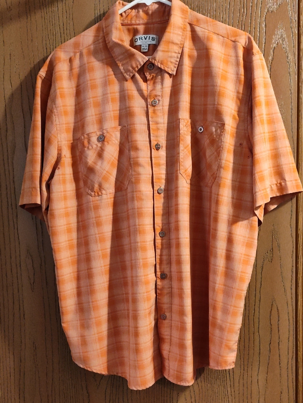 Orvis Orange Plaid Short-Sleeve Button-Down Shirt
